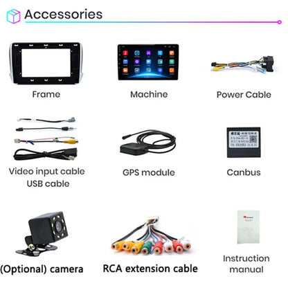 Autoradio multimédia Android 16 pour Peugeot 2008 208 Série 2012-2018 Lecteur Navigation GPS CarPlay sans fil Radio DVD Unité principale