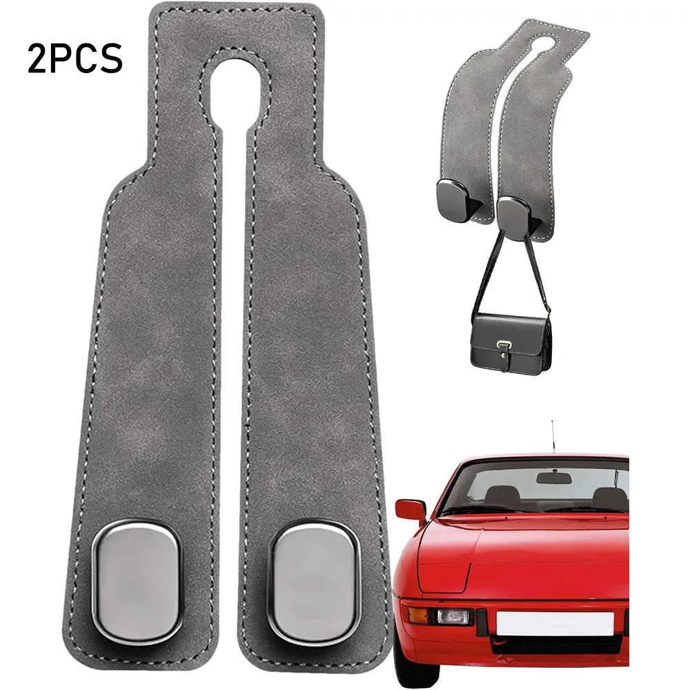 Crochet en cuir pour rangement intérieur de véhicule, 2 pièces, support de téléphone intérieur de voiture, appui-tête de véhicule, cintre de sac pour un rangement pratique de voyage