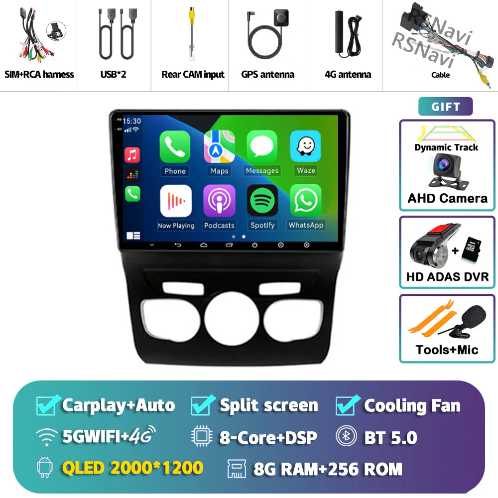 Android 15 Carplay DSP WIF + 4G autoradio GPS lecteur multimédia pour citroën C4 C4L DS4 2013 2014 2015 2016 2017 caméra stéréo 360