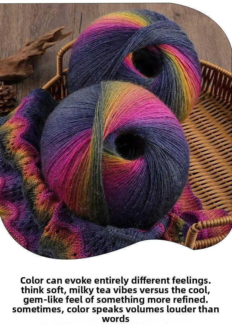 Fil de laine arc-en-ciel 200 g/ensemble, pour tricoter, châles, écharpes, pulls, vestes, chapeaux, bricolage, fil de teinture à Segment doux et confortable