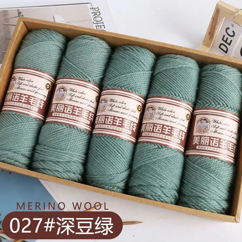 Fil de laine mérinos épais au Crochet à la main, 500 g/ensemble, pour chapeaux, manteaux, pulls, fil de laine mérinos doux pour la peau, gonflé, doux et chaud