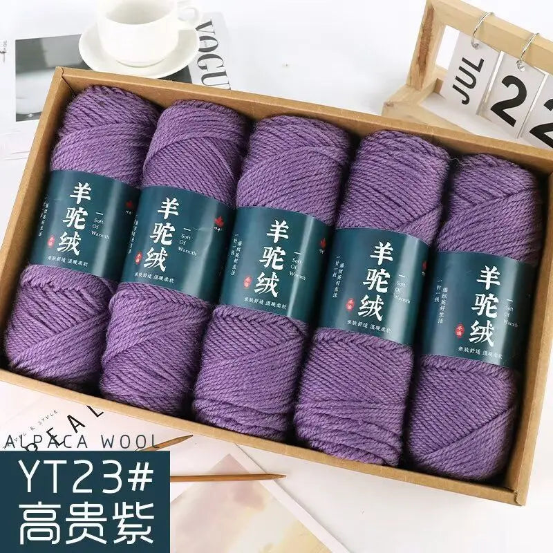 Fil de laine d'alpaga et cachemire, 500 g/ensemble, pour vêtements au Crochet, chapeaux, gants, moyennement épais, 3 plis, fil de laine tricoté à la main de haute qualité, gonflé