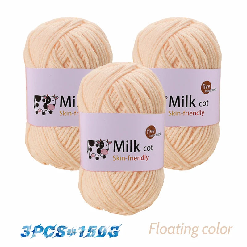 Boule de fil de lait faite à la main, aldéhyde moyen, fil de tissage bricolage, pulls à tricoter, chapeaux, écharpes et autres vêtements, 150g