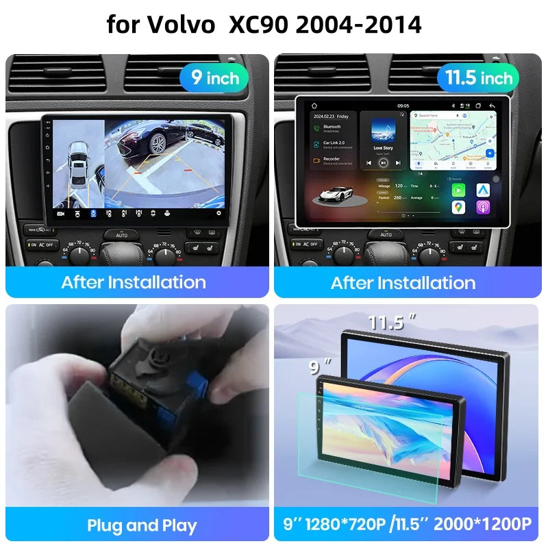 Junsun sans fil CarPlay Android Auto Radio pour Volvo XC90 2004 2005 2006-2014 voiture multimédia GPS Navi 2din RDS BT écran stéréo