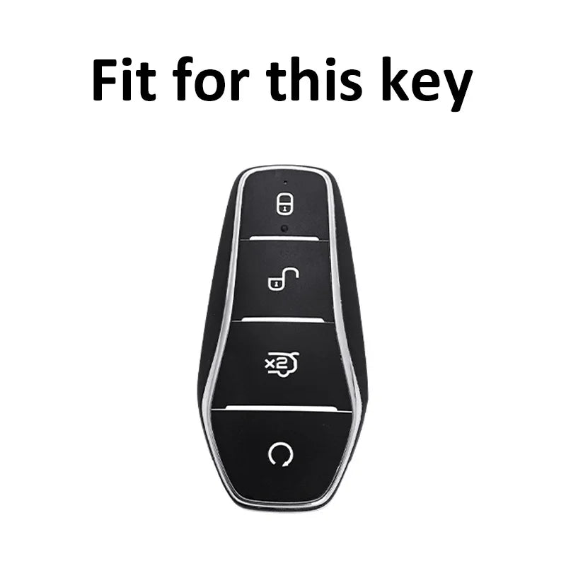 Support protégé à 4 boutons pour BYD Qin Plusdmi Atto 3 Han EV, porte-clés dauphin en TPU, étui pour clé télécommande de voiture, accessoires