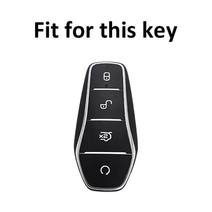 Support protégé à 4 boutons pour BYD Qin Plusdmi Atto 3 Han EV, porte-clés dauphin en TPU, étui pour clé télécommande de voiture, accessoires
