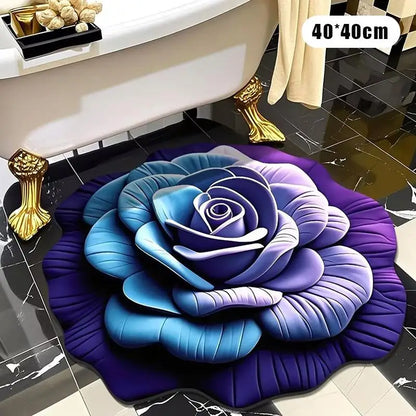 Nouveau tapis de sol en forme de pivoine, doux et durable, 40x40cm, antidérapant et absorbant pour salle de bain