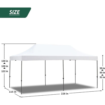 Tente pliante 10' x 20', auvent commercial instantané avec sac de transport, 6 sacs de sable, auvents d'extérieur pour festival, personnalisable