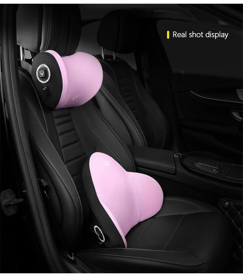 Car Electric Massage Headrest Lumbar Support Vibration Waist Lumbar Neck Pillow Backrest Cushion Car Seat Interior Accessories
