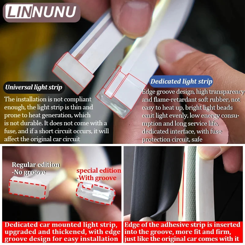 LINNUNU – bandes lumineuses LED pour coffre de voiture arrière, pour ZEEKR 7X 2025 2026, éclairage de boîte arrière, accessoires de bande de lampe décorative intérieure