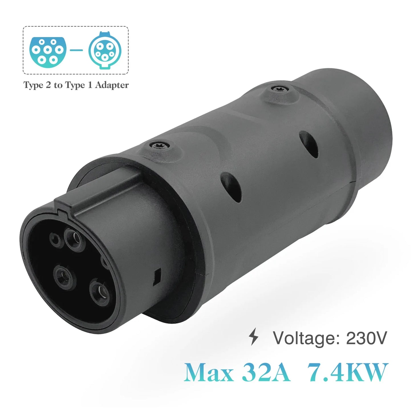 Adaptateur SAE IEC 62196 2 à J1772 Type 1, Station de Charge pour Voitures Électriques, Chargeur de Véhicule EV, Connecteur Latéral