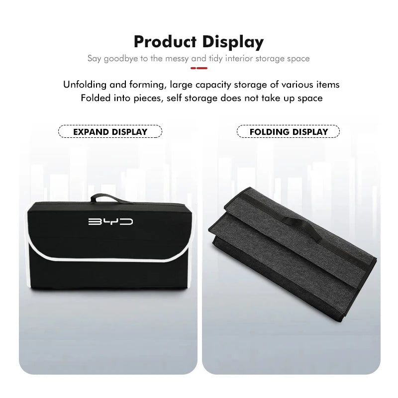 Boîte de rangement de coffre de voiture, sac de rangement pliable de grande capacité pour BYD Atto 3 Yuan Plus Han Tang EV F3 E6 Dmi Song F0 Qin Pro G3 I3