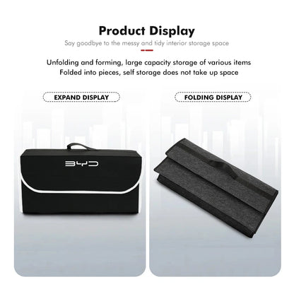 Boîte de rangement de coffre de voiture, sac de rangement pliable de grande capacité pour BYD Atto 3 Yuan Plus Han Tang EV F3 E6 Dmi Song F0 Qin Pro G3 I3