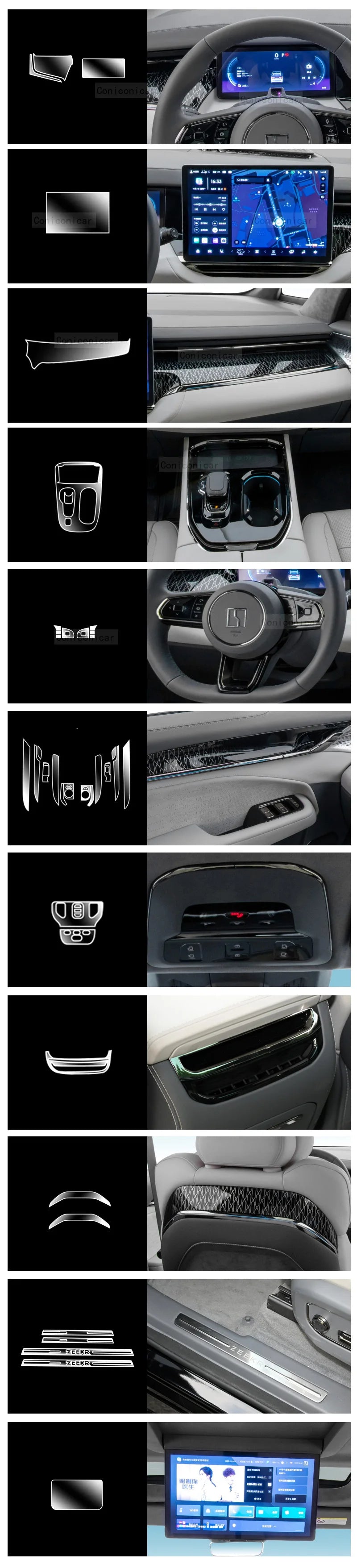 Pour BYD YANGWANG U8 2024 2025 panneau tableau de bord Navigation automobile intérieur Film de protection TPU anti-rayures autocollant