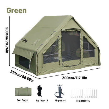 Tente de camping gonflable PAKICETUS pour 4 à 8 personnes avec fenêtres, tente de camping portable résistante à l'eau