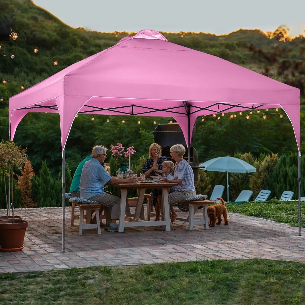 Tente extérieure pop-up 12x12, pare-soleil portable, idéale pour les jardins/paramètres extérieurs/fêtes de mariage et événements, édition rose.