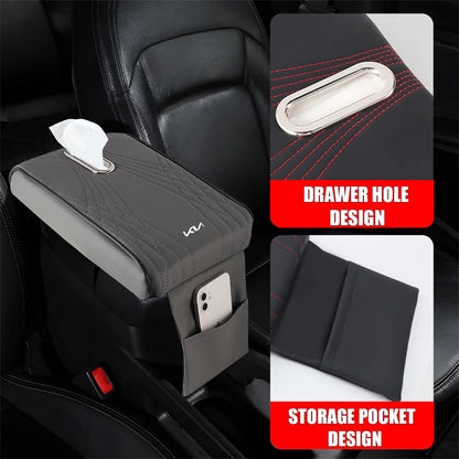 Tapis de boîte d'accoudoir de voiture en cuir, couvertures de Console centrale pour KIA K6 Sportage 4 Picanto KX1 RIO pv5 ev6 ev5 K3 Sorento Optima Carnival