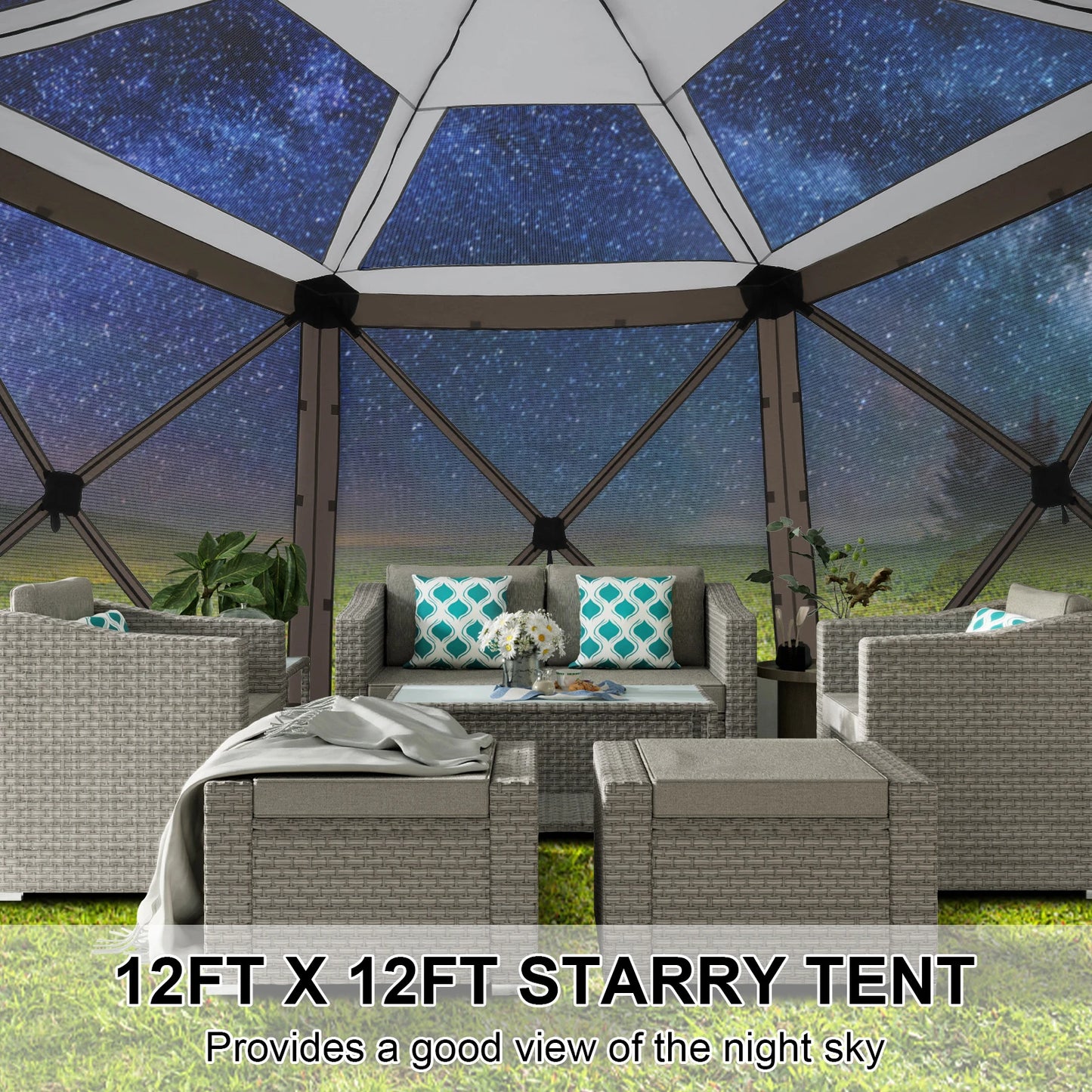 Maison d'écran de tente de belvédère escamotable pour le camping, pièce d'écran de 12x12 avec le toit parfait, belvédère d'écran extérieur avec le filet