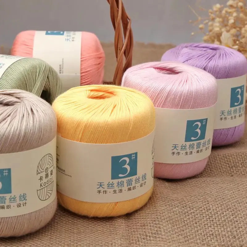 Fils de dentelle en coton mercerisé, fils de dentelle au crochet, broderie à la main, artisanat d'art, couvertures de bricolage, écharpe et pull, taille 3, # 100%