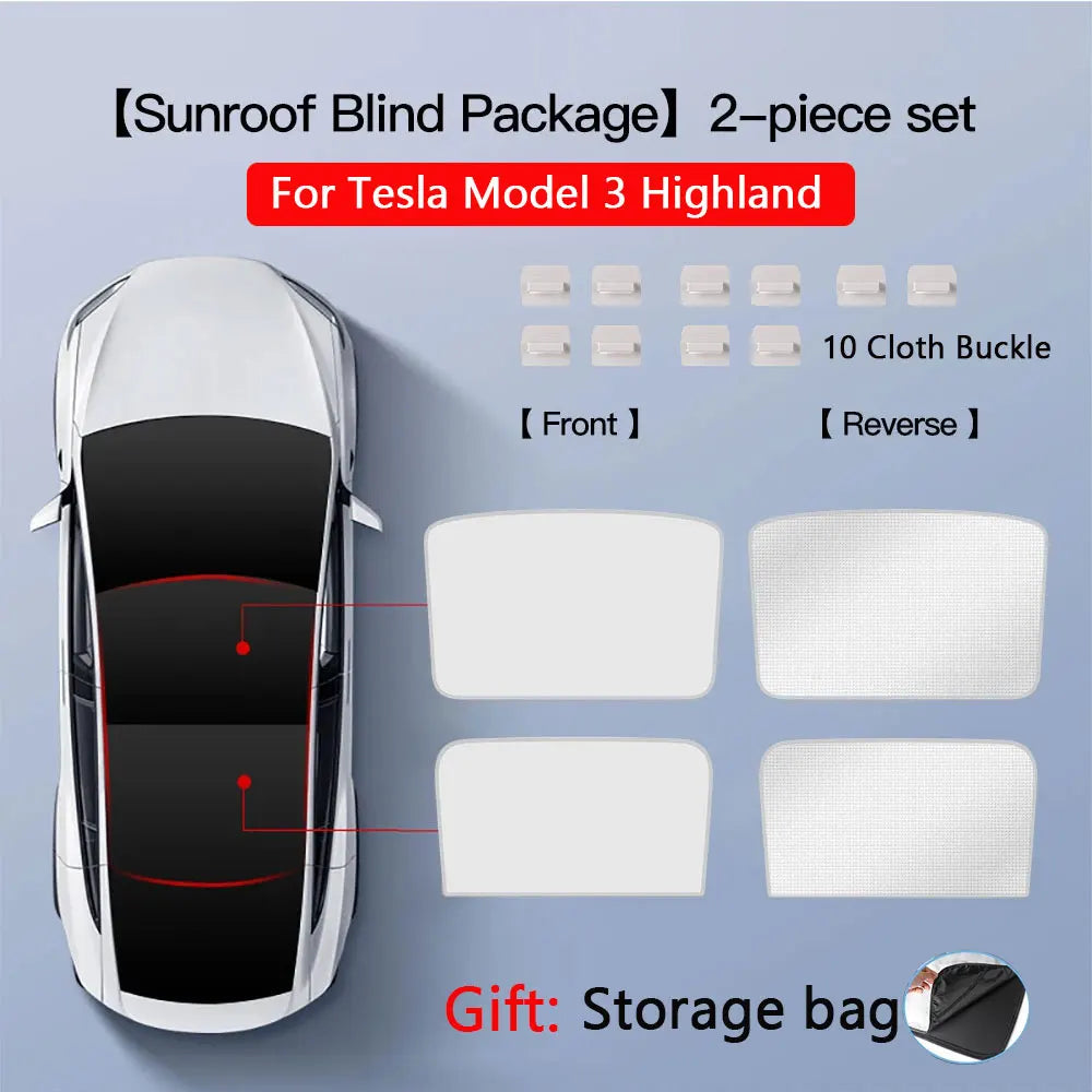 Pare-soleil pour Tesla modèle 3 toit ouvrant Highland 2025 modèle Y 2020-25 boucle en tissu de glace pare-soleil verre avant arrière lucarne accessoire