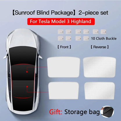 Pare-soleil pour Tesla modèle 3 toit ouvrant Highland 2025 modèle Y 2020-25 boucle en tissu de glace pare-soleil verre avant arrière lucarne accessoire