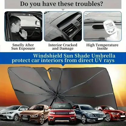 Parasol de pare-brise de voiture avec 360 ° Pare-soleil pour fenêtre avant, poignée pliable à Rotation, Protection UV, accessoires de voiture d'été