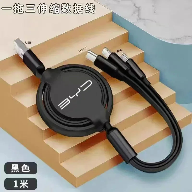 Câble de données à charge rapide, 100W, multifonctionnel, 3 en 1, BYD M6 G3 G5 T3 13 F3 F0 Dock S7 E5 E6 L3, Tang Yuan ATTO3 Song