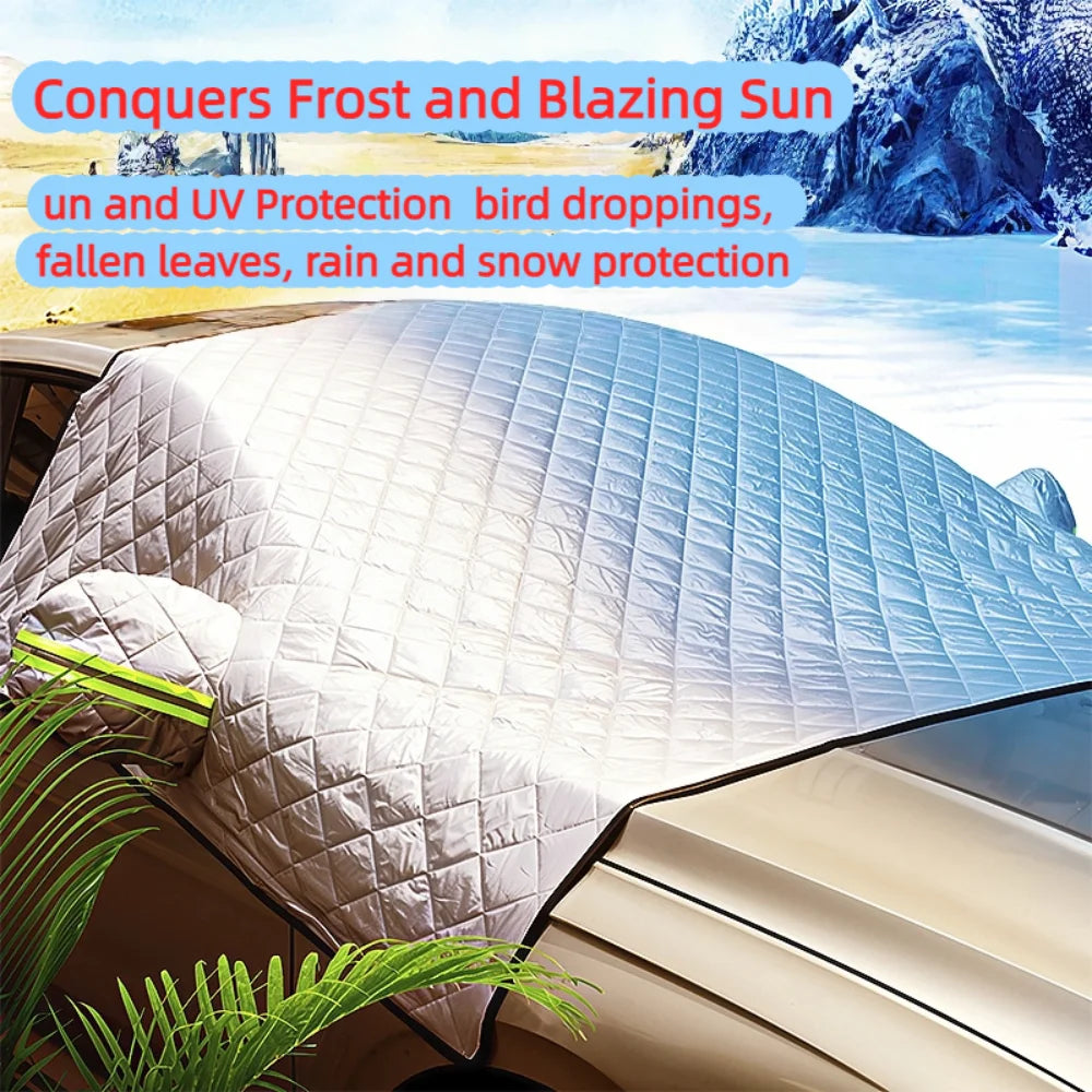 Bouclier de neige magnétique pour voitures – Housse de pare-brise robuste, protection contre le gel et pare-soleil toutes saisons |   Ajustement universel, installation facile