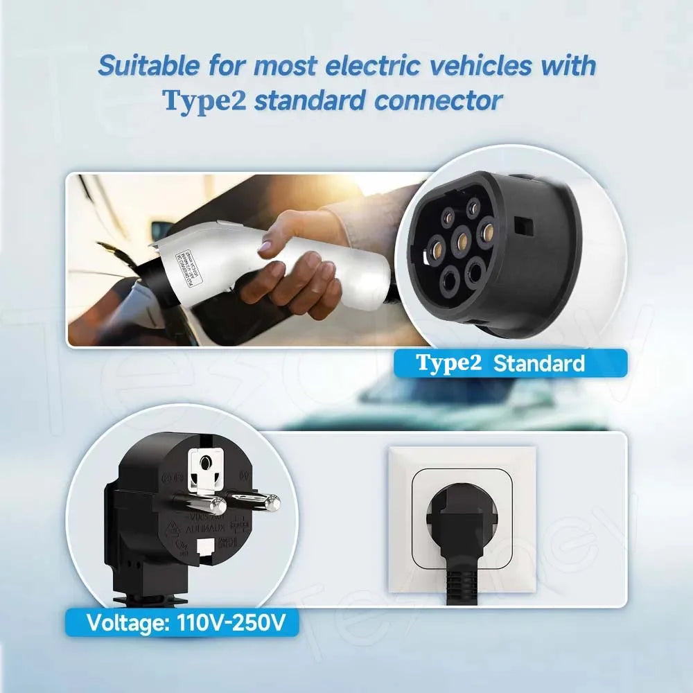 Teschev-Chargeur de voiture électrique portable, chargeur EV, charge rapide, boîtier mural, station de charge EV, Vope2, IEC 62196, 3,5 KW, 16A, 1phase, EVSE