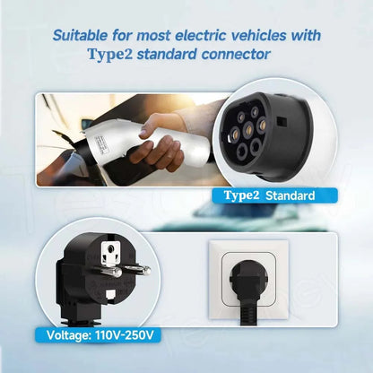 Teschev-Chargeur de voiture électrique portable, chargeur EV, charge rapide, boîtier mural, station de charge EV, Vope2, IEC 62196, 3,5 KW, 16A, 1phase, EVSE