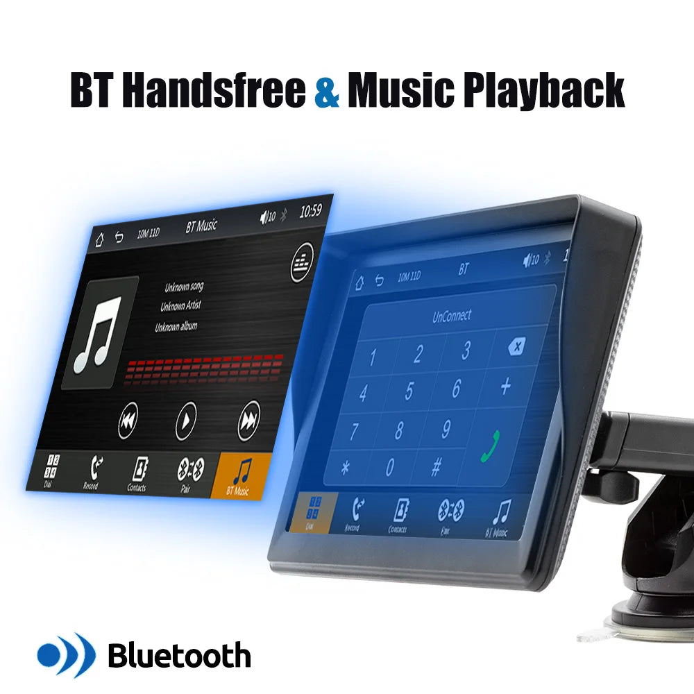 Autoradio Portable lecteur vidéo multimédia sans fil CarPlay Android Auto écran tactile 7 pouces avec AUX FM pour caméra de recul ﻿