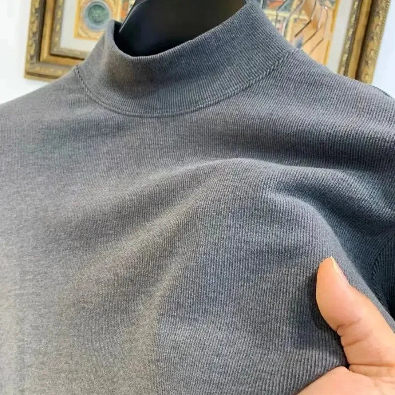 Sous-vêtements thermiques à Base épaisse pour hommes, T-shirt décontracté à manches longues et col Semi-haut pour porter à l'intérieur et à l'extérieur, automne et hiver