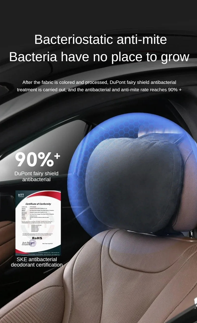 Appui-tête de voiture en coton à mémoire de forme, 2 pièces, Support de cou, accessoires de voiture, classe de siège, doux, universel, réglable, oreiller de voiture, coussin de repos du cou