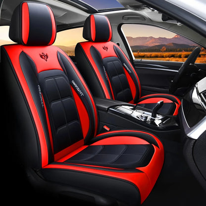 Housse de siège de voiture en cuir PU - Rouge, compatible avec les berlines et la plupart des voitures, SUV, camions, pick-up, design ergonomique avec airbags et côtés.