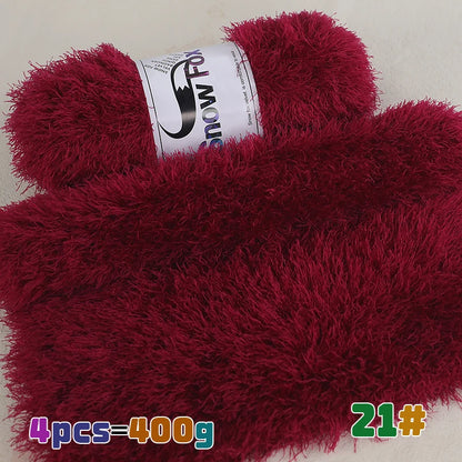 Fil de fausse fourrure 400g, fil de plumes, fil de cils, fil épais pour tricoter à la main, adapté au tricot de grands manteaux, pyjamas, foulards, chapeaux, châles, gilets