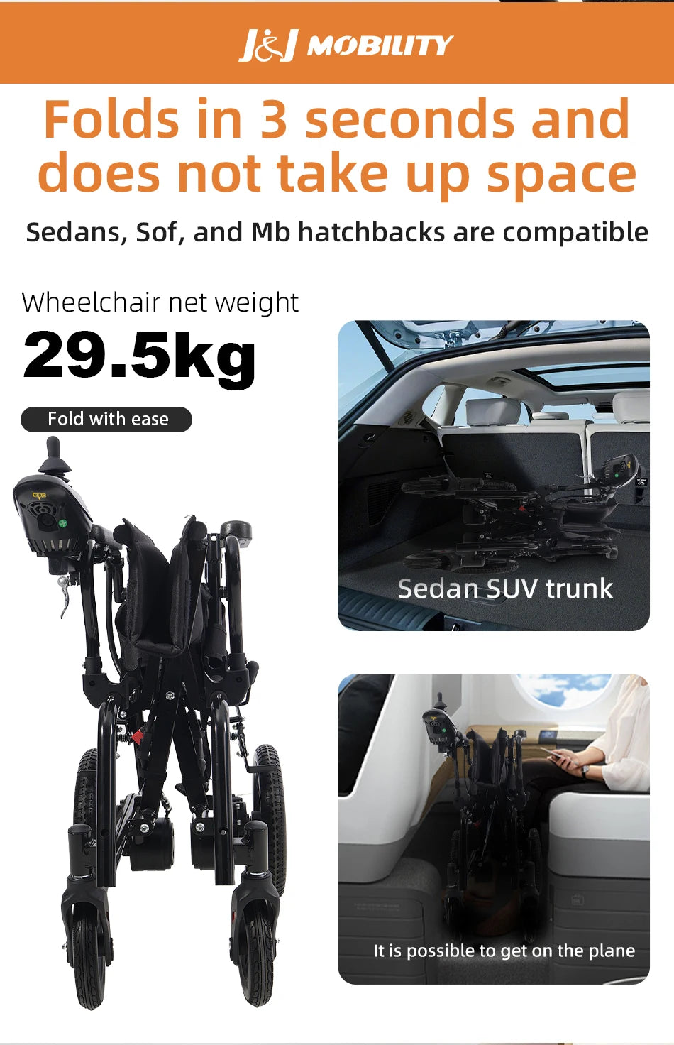 Fauteuil roulant électrique pliable en acier au carbone pour la rééducation, facile à utiliser