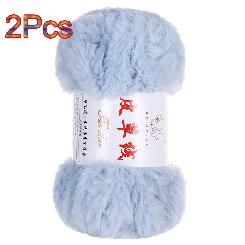 Fil de laine de vison au Crochet, 2 pièces, fil de fausse fourrure, cachemire, tricot à la main, fil de pull, vêtements, écharpe, fil de vison moelleux
