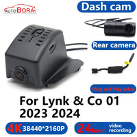 AutoBora-Caméra de tableau de bord DVR de voiture, moniteur vidéo 24H pour Lynk & Co 01, 3840, 2160, 4K, WiFi, 2023x2024