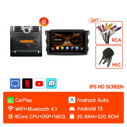 JIUYIN-Autoradio TS18 AI Voice Wireless CarPlay Android Auto Radio pour Smart Fortwo 451, 2005-2010, 4G, GPS, 2Din, Limitation de la voiture