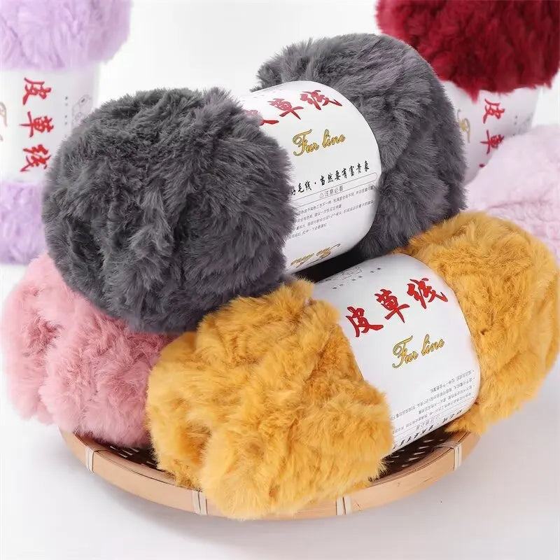 Fil de laine de vison au Crochet, 2 pièces, fil de fausse fourrure, cachemire, tricot à la main, fil de pull, vêtements, écharpe, fil de vison moelleux