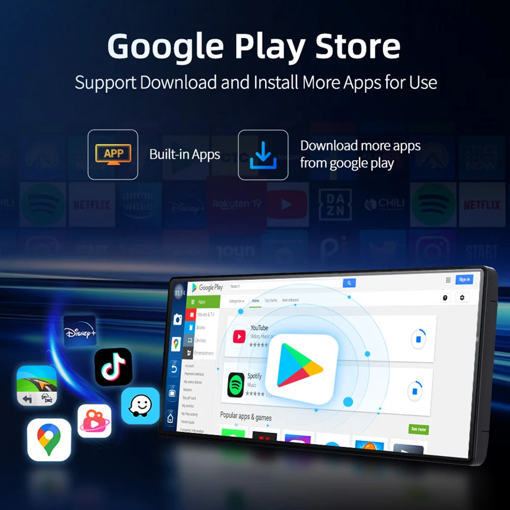 Imagebon 11.3'' 8 cœurs Dashcam Android 14 CarPlay sans fil Android Auto Écran partagé Caméra embarquée intelligente Écran AI Google Play OTA
