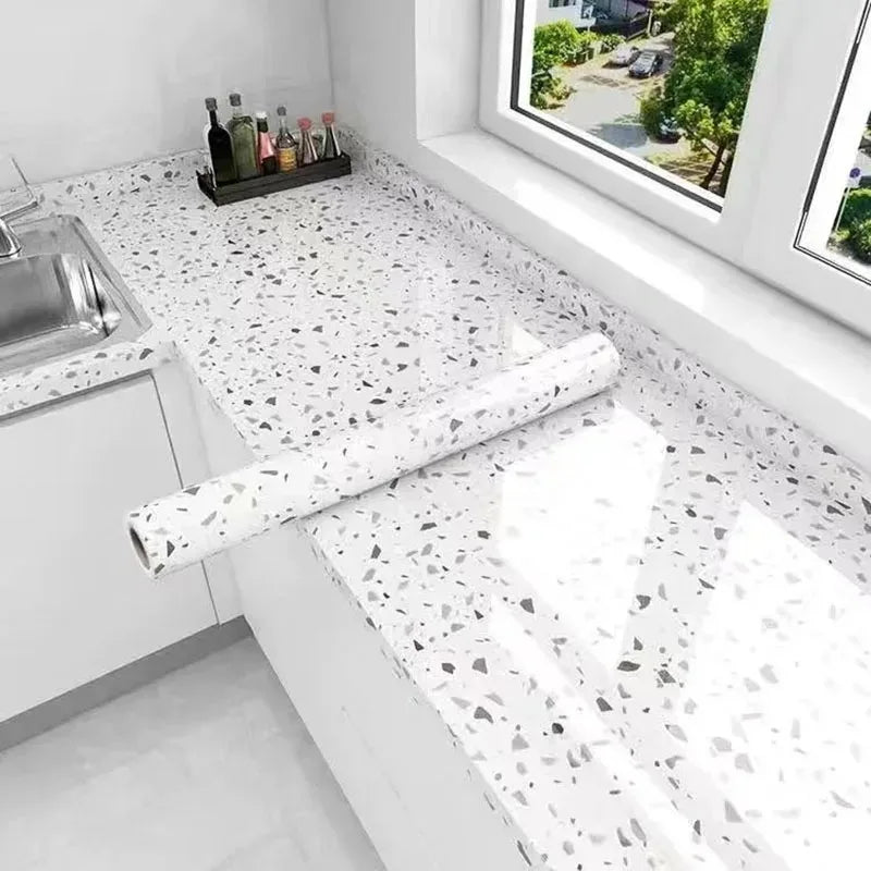 Autocollants muraux en marbre résistants à l'huile pour cuisine, 40cm, papier peint auto-adhésif résistant aux taches, haute température, décoration de la maison