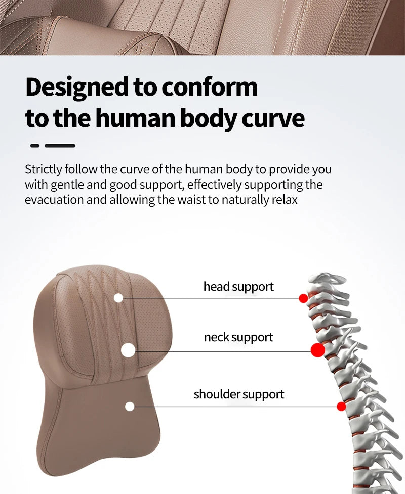 High Quality Universal Car Headrest Cushion Car Seat Neck Pillow Perforated Leather Breathable Lumbar Support Car Pillow