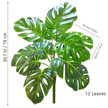ورقة Monstera اصطناعية بلاستيكية، نبات مزيف للزينة بوعاء، مناسبة لديكور المنزل، 60-100 سم