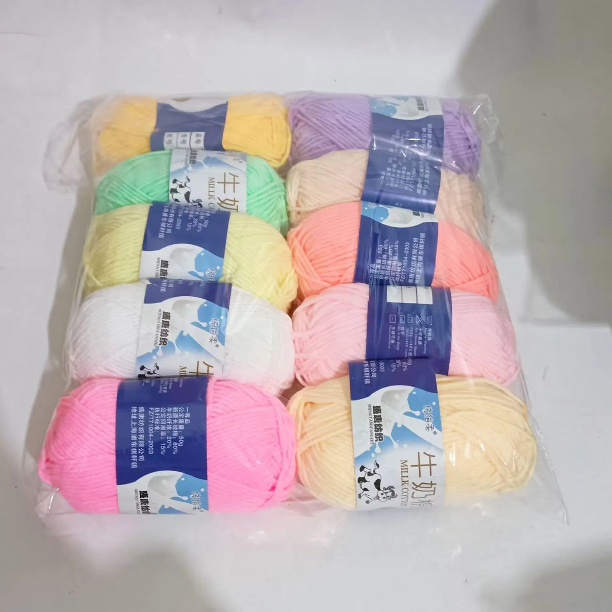 Fil de coton au lait de couleurs mélangées, 10 pièces, 500g, 5 plis, ensemble de fils au Crochet doux, fleurs tricotées à la main, fils peignés artisanaux au Crochet