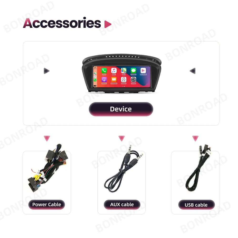 Autoradio Android avec Écran et Lecteur de Limitation pour Voiture BMW Série 5/3, E60/E61/E62/E63/E90/E91/E92/E93/M3, Masque CCC CIC