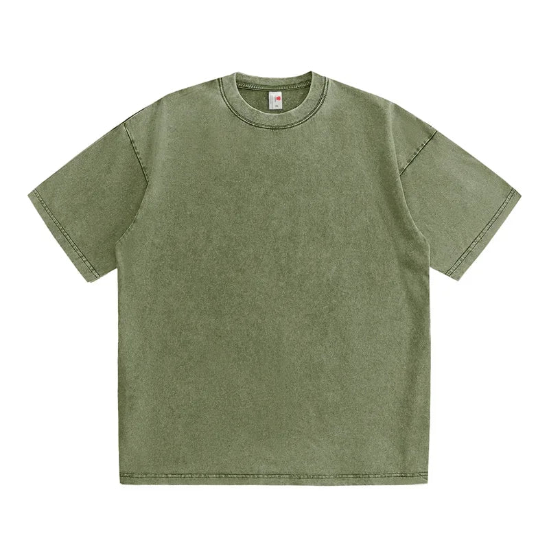 230G coton américain grande taille t-shirts hommes été Vintage vêtements lavé t-shirts décontracté à manches courtes basique hommes hauts
