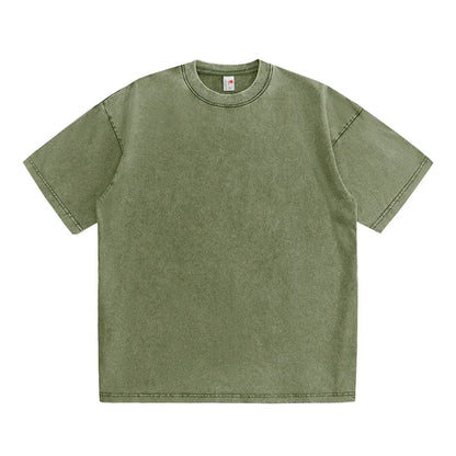230G coton américain grande taille t-shirts hommes été Vintage vêtements lavé t-shirts décontracté à manches courtes basique hommes hauts
