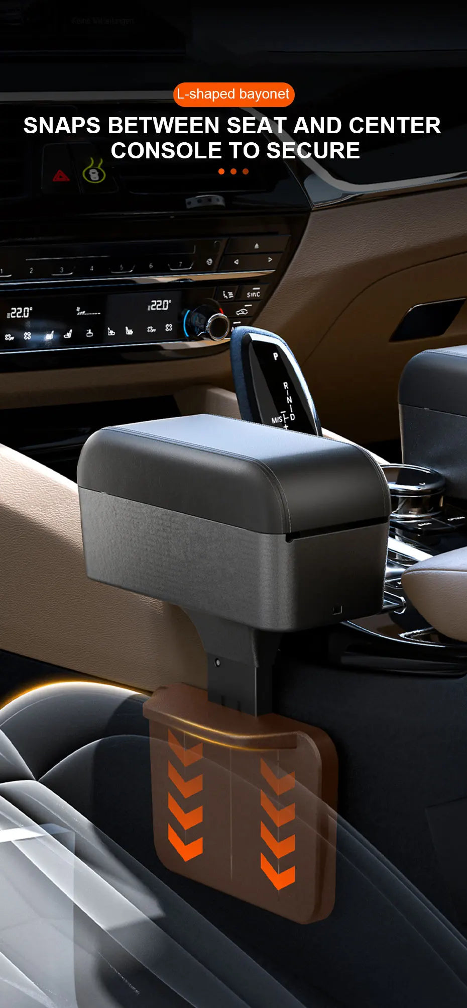 SEAMETAL – boîte d'accoudoir de voiture, organisateur de repose-coude à hauteur réglable, boîte de rangement universelle pour repose-bras intérieur, organisateur d'espace de siège