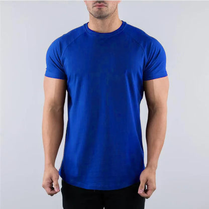 Hommes été maigre T-Shirt style décontracté à manches courtes t-shirt mâle gymnase Fitness Sport couverture en coton homme course entraînements sweat vêtements